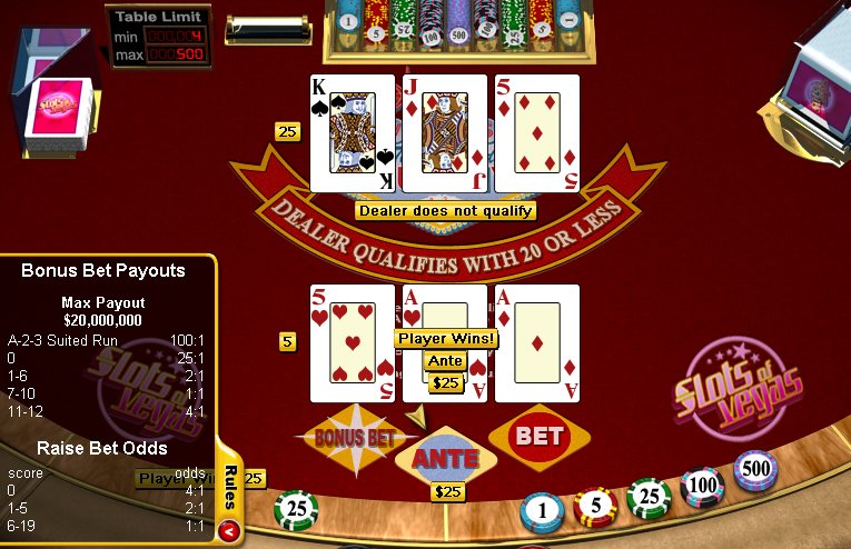 Vegas Three Card Rummy - $10 No Deposit Casino Bonus